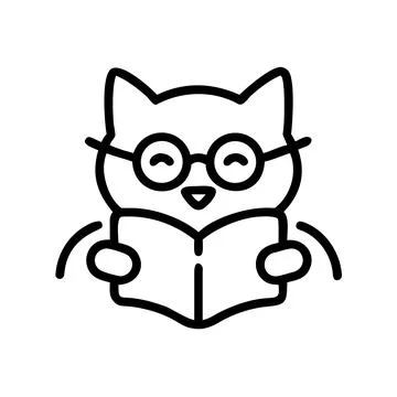 Cute Cat Reading a Book by Window Stock Illustration