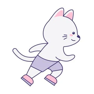 Cute cat running. Flat design for poster or t-shirt. Vector illustration イラスト素材