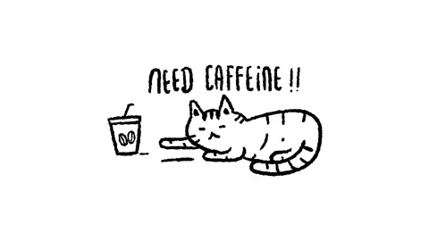 Cute cat said need caffeine looping animation on white background Stock Footage 340273150