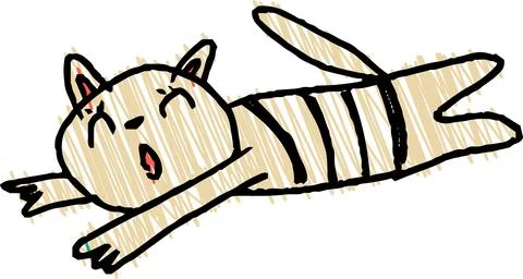 Cute cat scribble drawn by a child イラスト素材