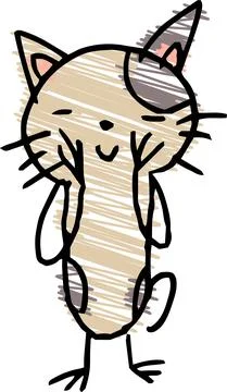 Cute cat scribble drawn by a child Stock Illustration