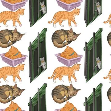 Cute cat seamless Stock-Illustration