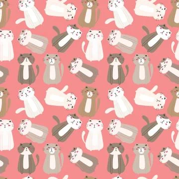 Cute cat seamless pattern background. Vector illustration for fabric and gift Stock Illustration