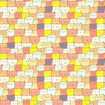 Cute cat seamless pattern background. Vector illustration for fabric and gift Stock Illustration