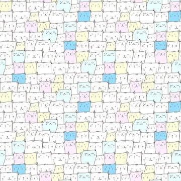 Cute cat seamless pattern background. Vector illustration for fabric and gift Illustrazione stock