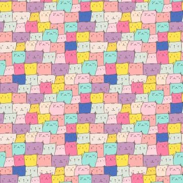 Cute cat seamless pattern background. Vector illustration for fabric and gift Stock Illustration