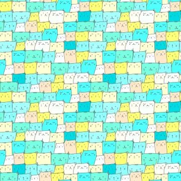 Cute cat seamless pattern background. Vector illustration for fabric and gift 스톡 일러스트