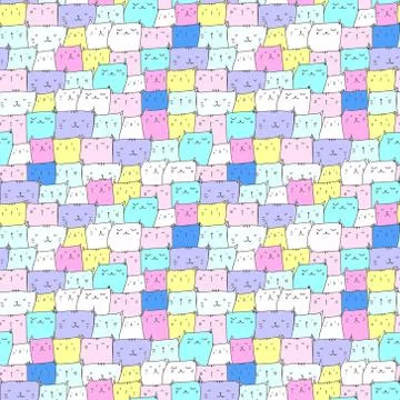 Cute cat seamless pattern background. Vector illustration for fabric and gift Stock Illustration