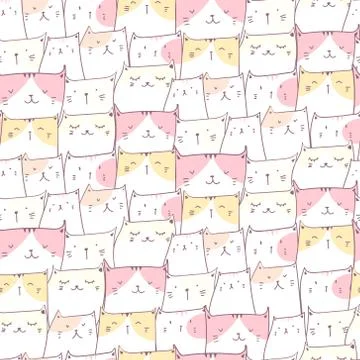 Cute cat seamless pattern background. Vector illustration for fabric and gift Stock Illustration