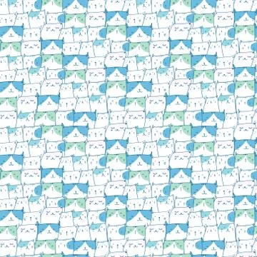 Cute cat seamless pattern background. Vector illustration for fabric and gift Stock Illustration