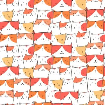 Cute cat seamless pattern background. Vector illustration for fabric and gift Stock Illustration