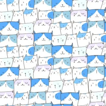 Cute cat seamless pattern background. Vector illustration for fabric and gift Stock Illustration