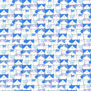 Cute cat seamless pattern background. Vector illustration for fabric and gift Stock Illustration