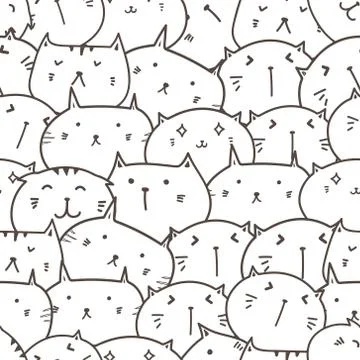 Cute cat seamless pattern background. Vector illustration. Stock Illustration