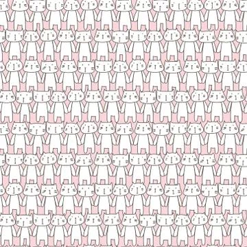 Cute cat seamless pattern background. Vector illustration. Stock Illustration