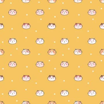 Cute cat seamless pattern background. Vector illustration. Stock Illustration