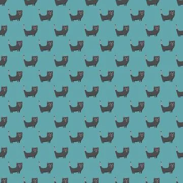 Cute cat seamless pattern. Cartoon cats background design, vector illustratio Stock Illustration