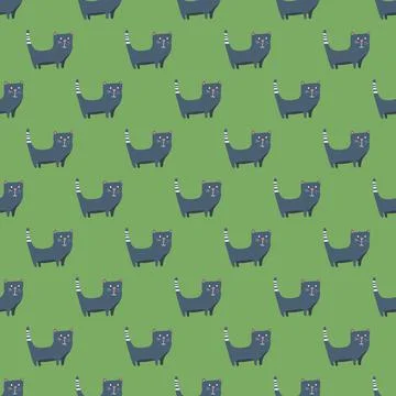 Cute cat seamless pattern. Cartoon cats background design, vector illustratio Stockillustratie