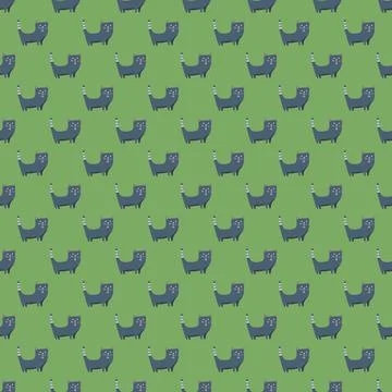 Cute cat seamless pattern. Cartoon cats background design, vector illustratio Stock Illustration