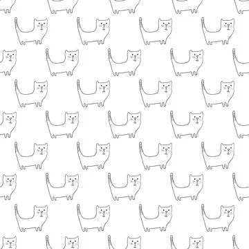 Cute cat seamless pattern. Cartoon cats background design, vector illustratio Stock Illustration
