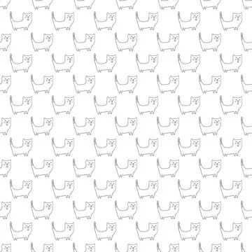 Cute cat seamless pattern. Cartoon cats background design, vector illustratio Stock Illustration