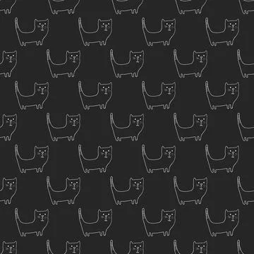 Cute cat seamless pattern. Cartoon cats background design, vector illustratio Stock Illustration