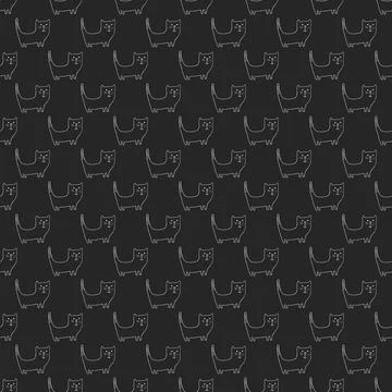 Cute cat seamless pattern. Cartoon cats background design, vector illustratio Stock Illustration