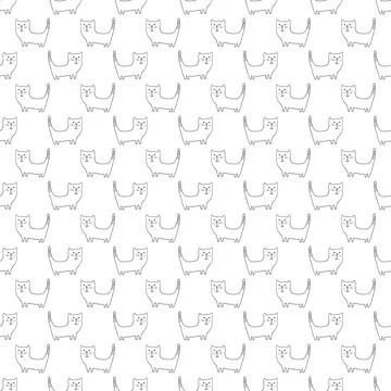 Cute cat seamless pattern. Cartoon cats background design, vector illustratio Stock Illustration