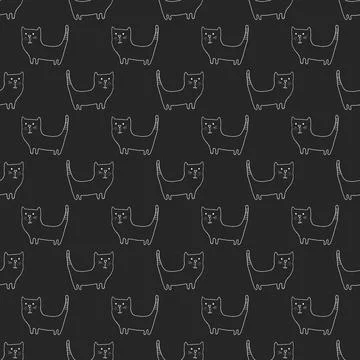 Cute cat seamless pattern. Cartoon cats background design, vector illustratio イラスト素材