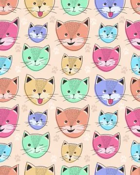 Cute cat seamless pattern for children Stock Illustration