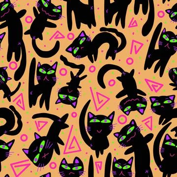 Cute cat seamless pattern Stock Illustration