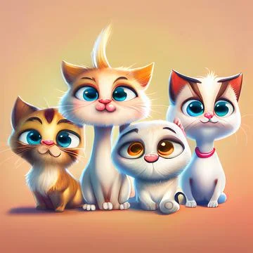 Cute cat set on cartoon design. Stock Illustration