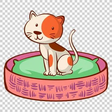 Cute cat sitting in pet bed cartoon character on transparent. 스톡 일러스트