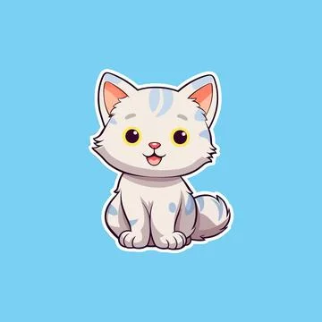 Cute cat sitting smiling isolated Stock Illustration