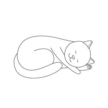 Cute cat is sleeping and smiling. Stock Illustration