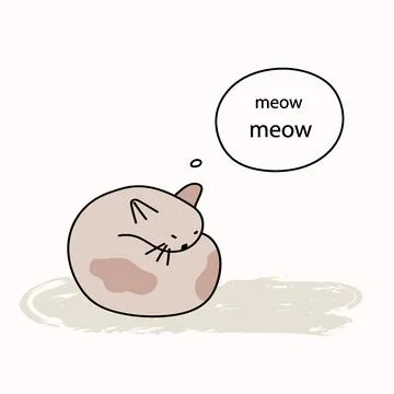 Cute cat sleeping and written meow meow Stock Illustration