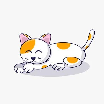 Cute Cat Sleeping Cartoon Vector Icon Illustration. Animal Nature Icon Concep Stock Illustration