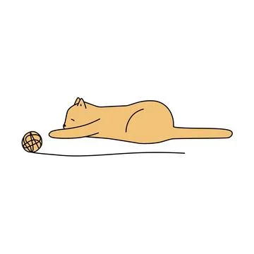 The cute cat is sleeping. Doodle vector Stock Illustration