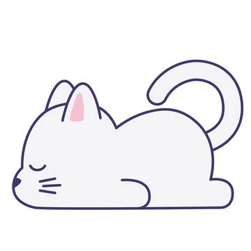 Cute cat sleeping. Flat design for poster or t-shirt. Vector illustration Stock Illustration