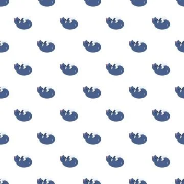 Cute cat sleeping seamless pattern background Stock Illustration