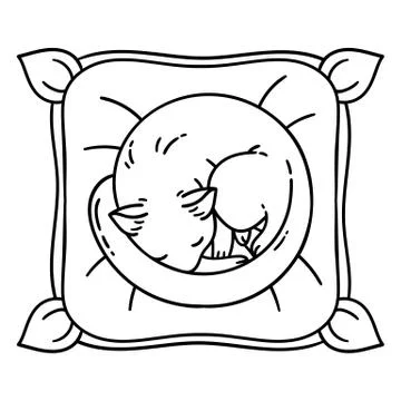 Cute cat slepping on pillow. Stock Illustration
