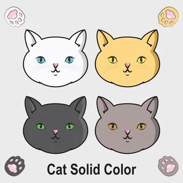 Cute Cat Solid Color Stock Illustration