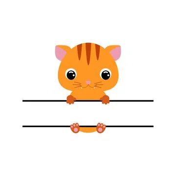 Cute cat split monogram. Funny cartoon character for shirt, scrapbooking Stock Illustration