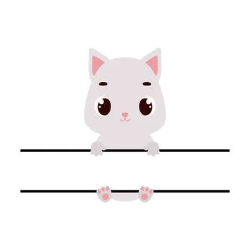 Cute cat split monogram. Funny cartoon character for shirt, scrapbooking, g.. Stock Illustration