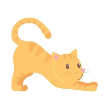 Cute cat stretching Stock Illustration