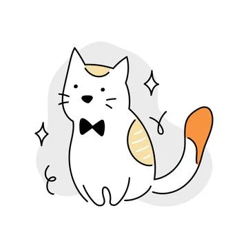 Cute cat with tie bow Stock Illustration