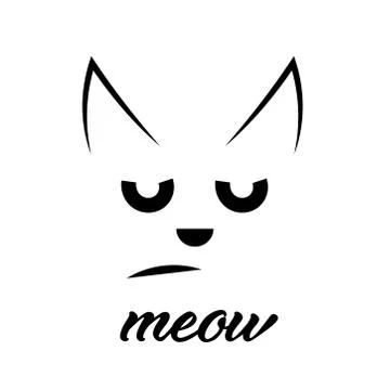 Cute Cat Vector Design with Meow text Design Stock Illustration