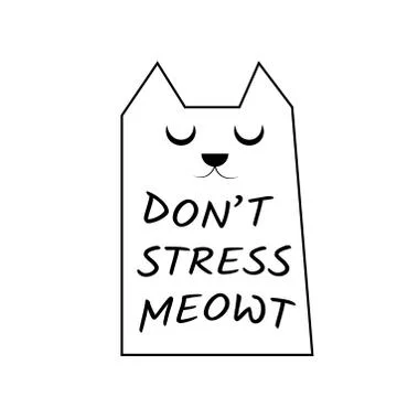 Cute Cat Vector Design with Meow text Design Stock Illustration