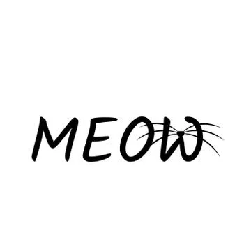 Cute Cat Vector Design with Meow text Design Stock Illustration