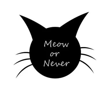 Cute Cat Vector Design with Meow text Design Stock Illustration
